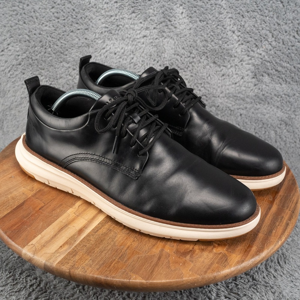 Mens Cole Haan Grand Remix Plain Toe Black Leather Oxford Shoes Size 10.5
